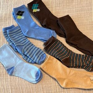 Women’s St. John’s Bay socks Argyle striped solid trouser dress crew blue brown